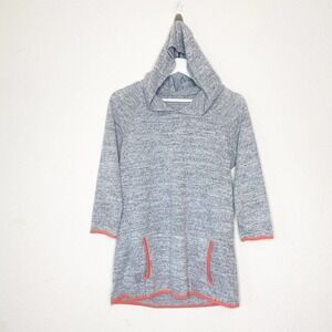 Loveappella Gray Front Pocket Pink Lined 3/4 Sleeve Hoodie M